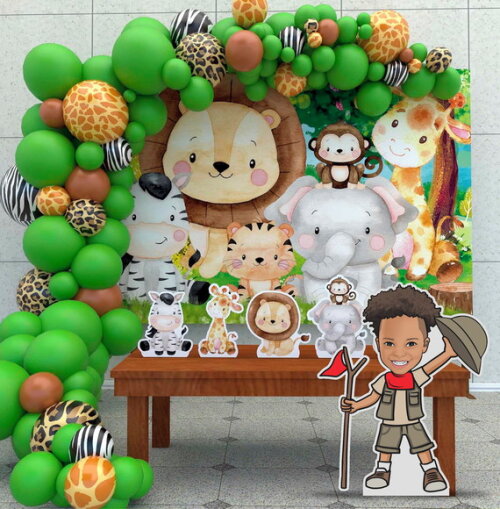 Display Totem de Chão Caricatura Aniversário Safari