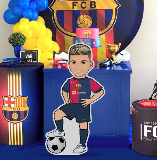 Display Totem de Chão Caricatura Futebol Barcelona