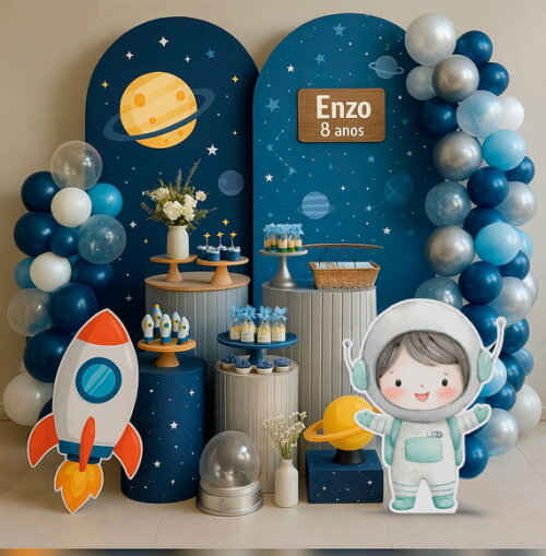 Display Totem de Chão em mdf Aniversário Astronauta 80cm