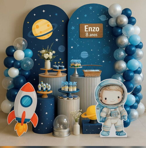 Display Totem de Chão em mdf Aniversário Astronauta 80cm