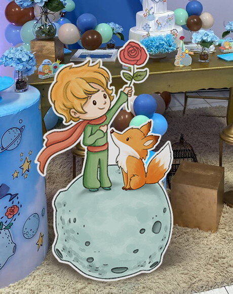 Display Totem de Chão mdf Aniversário Pequeno Príncipe 80cm