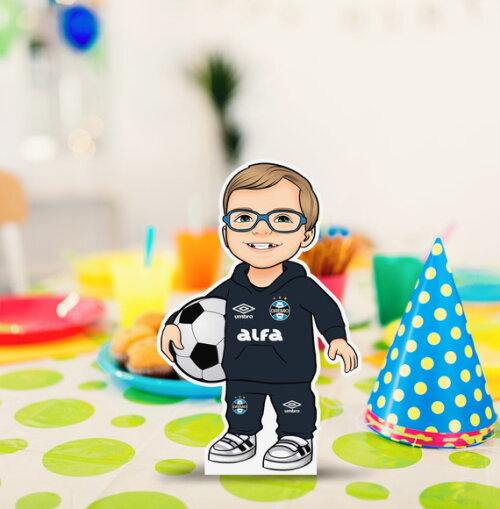 Display Totem de Mesa mdf Caricatura Aniversário Futebol