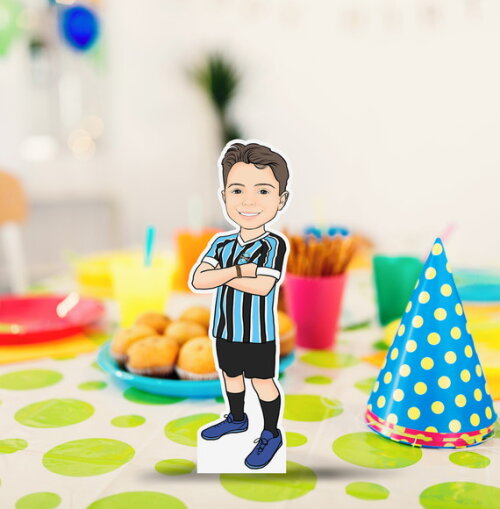 Display Totem de Mesa mdf Caricatura Aniversário Futebol