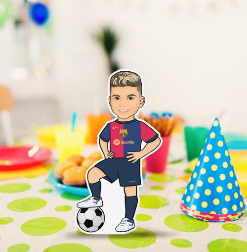 Display Totem de Mesa mdf Caricatura Futebol Barcelona 20cm
