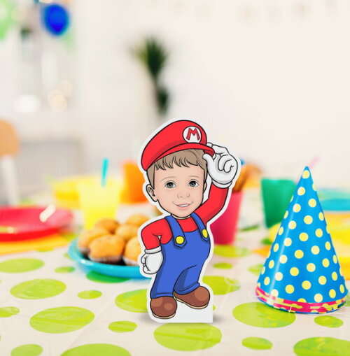 Display Totem de Mesa mdf Caricatura Mario Bros 20cm