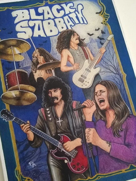 Ilustração Original em Aquarela 42x30cm Black Sabbath