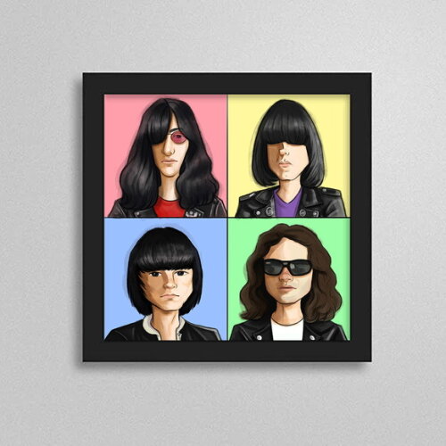Quadro com Caricatura dos Ramones 20cmx20cm
