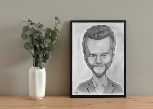 Quadro Print Caricatura Wagner Moura 30x42cm
