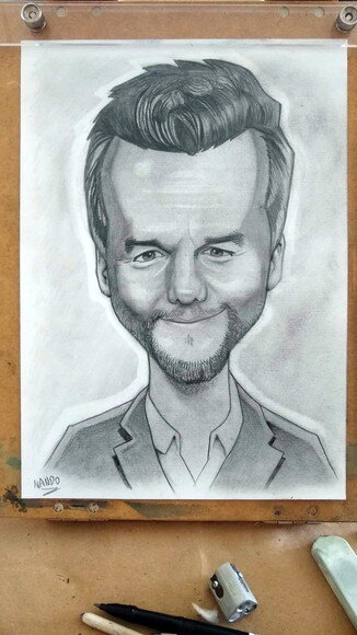Quadro Print Caricatura Wagner Moura 30x42cm