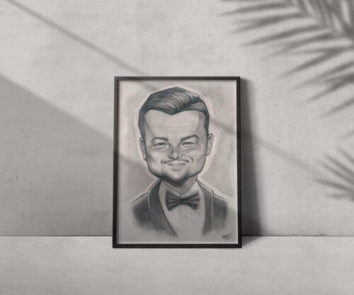 Quadro Print Caricatura Leonardo Di Caprio 30x42cm
