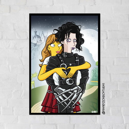 Quadro Yellow Edward Mãos de Tesoura 30x42cm