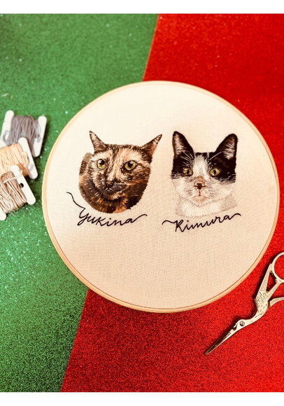 Quadro bordado 2 Pets Personalizado - 20 cm