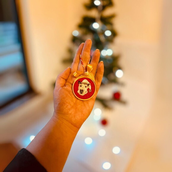 Enfeite de Natal Bordado do Seu Pet - Combo com 3
