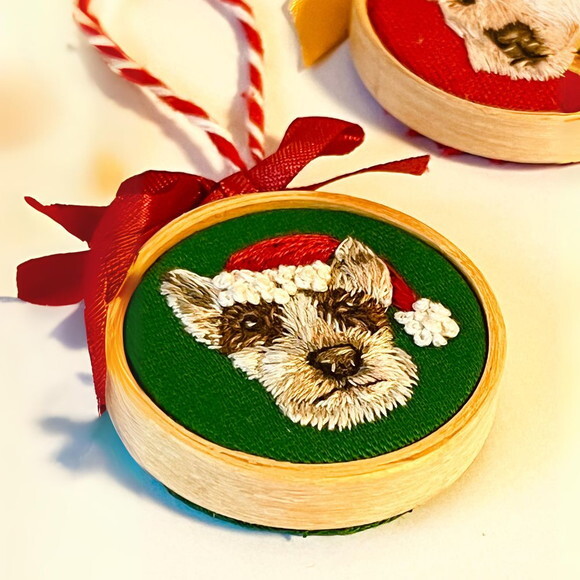 Enfeite de Natal Bordado do Seu Pet - Combo com 3