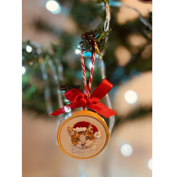 Enfeite de Natal Bordado do Seu Pet para Árvore