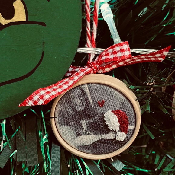 Enfeite Natal 4cm Foto Bordada Personalizado