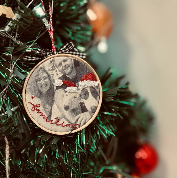 Enfeite Natal 4cm Foto Bordada Personalizado