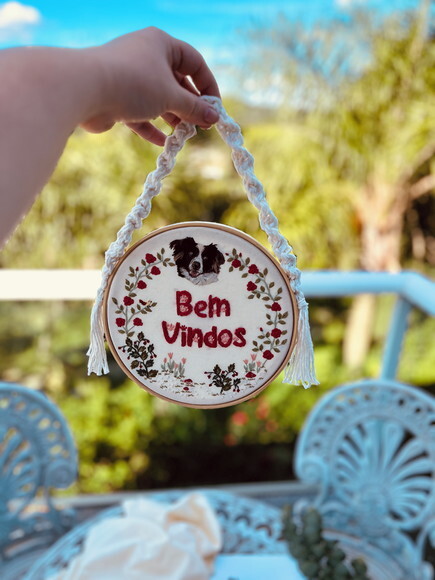 Enfeite Porta Entrada Bordado com Seu Pet