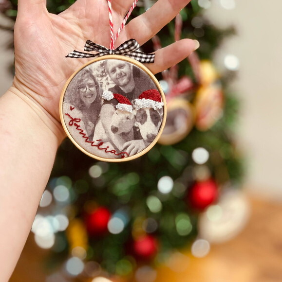 Enfeite Natal Foto Bordada Personalizado