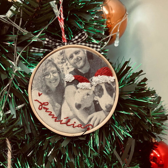 Enfeite Natal Foto Bordada Personalizado