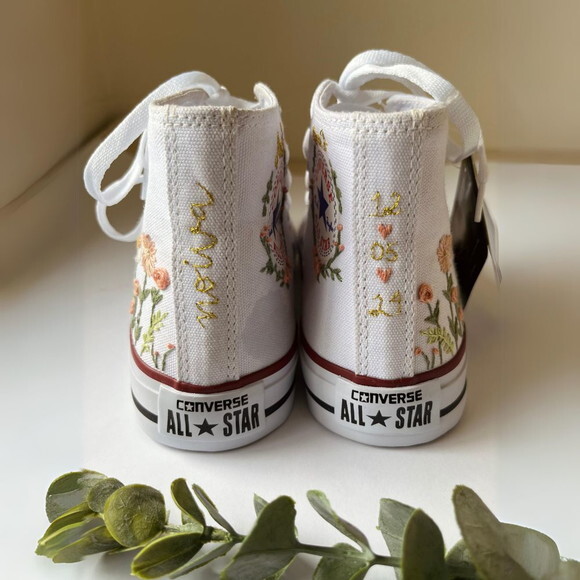 Tênis All Star Noiva Cano Alto Personalizado Bordado a Mão