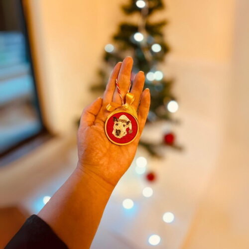 Enfeite de Natal Bordado do Seu Pet para Árvore