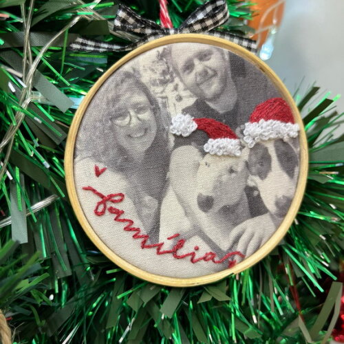 Enfeite Natal Foto Bordada Personalizado