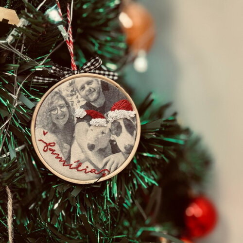 Enfeite Natal Foto Bordada Personalizado
