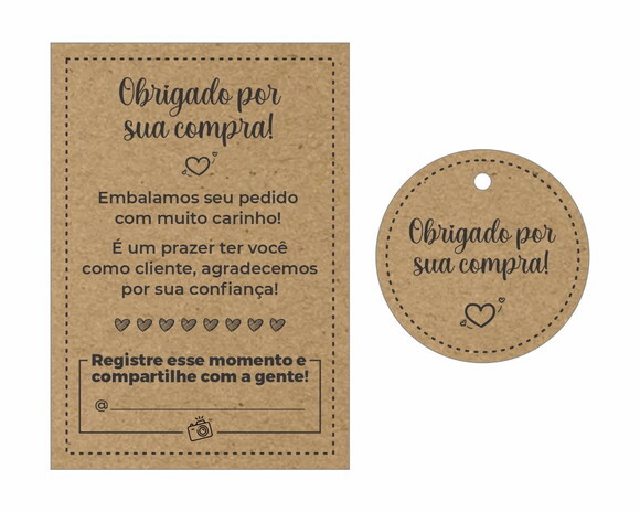 Kit 1 - Cartão de Agradecimento + Tag (100 Unds)