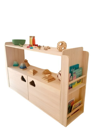 Estante Montessori com Porta e Livreiro Duplo