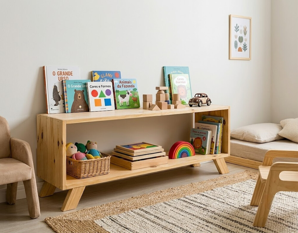 Estante Montessori 02 Prateleiras com Pés