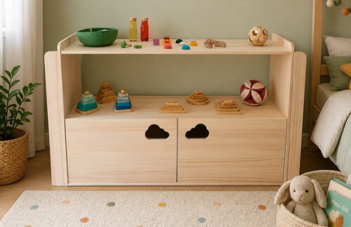 Estante Montessori com Porta e Livreiro Duplo