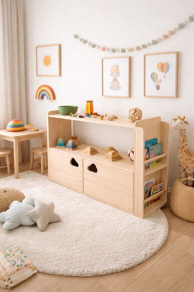 Estante Montessori com Portas e Livreiro