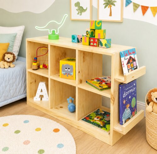 Estante Montessori 06 Nichos com Livreiro