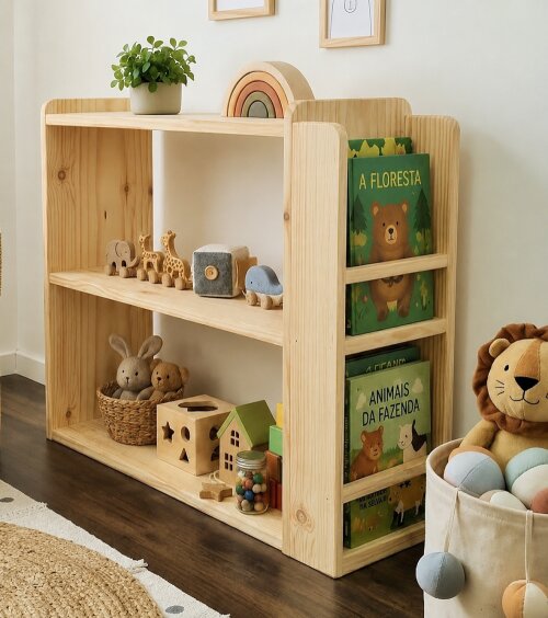 Estante Montessori com Porta Livros