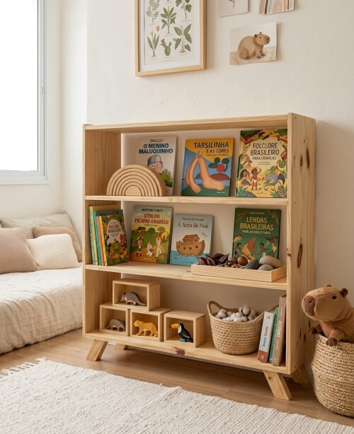 Estante Montessori 04 Prateleiras com Pés