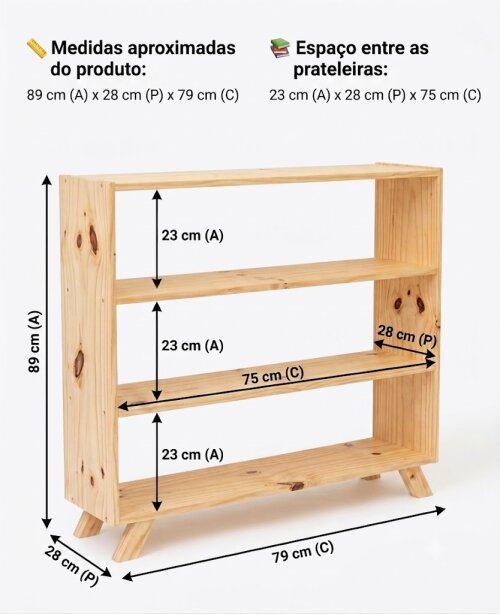 Estante Montessori 04 Prateleiras com Pés