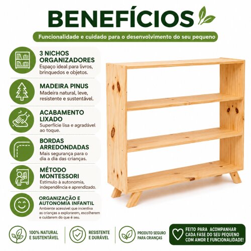 Estante Montessori 04 Prateleiras com Pés