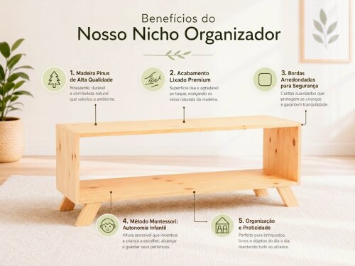 Estante Montessori 02 Prateleiras com Pés