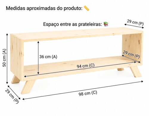 Estante Montessori 02 Prateleiras com Pés