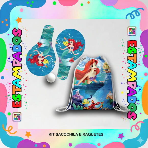 Kit Ariel15 Unid Mochilinha + Raquetes de Ping Pong