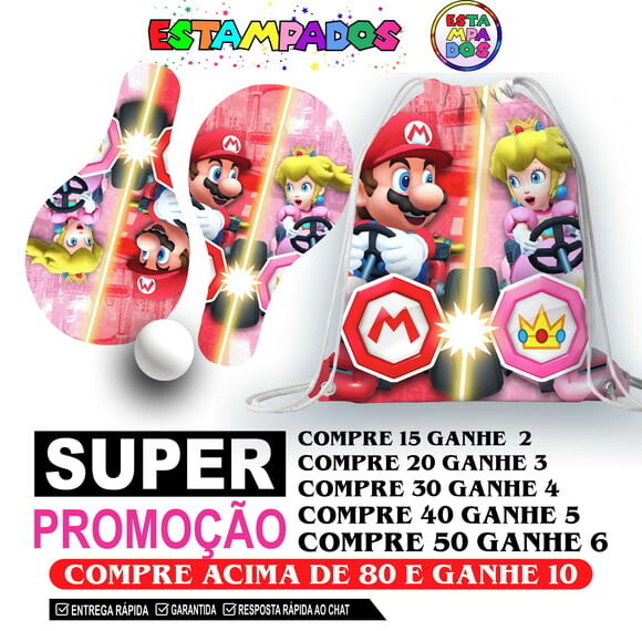 Kit Super Mario 0009 Sacochila+raquetes de Ping Pong