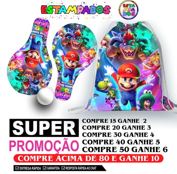 Kit Super Mario 0005 Sacochila+raquetes de Ping Pong