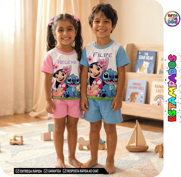 Pijama Stitch com Estampa Full Print Frente Total Ref:15 Uni