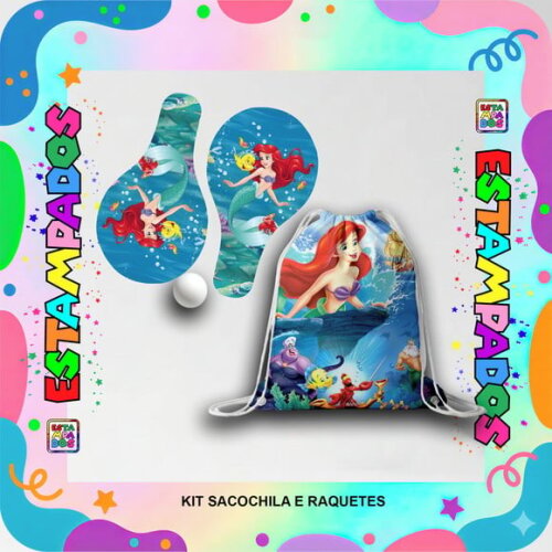 Kit Ariel 30 Unid Mochilinha + Raquetes de Ping Pong