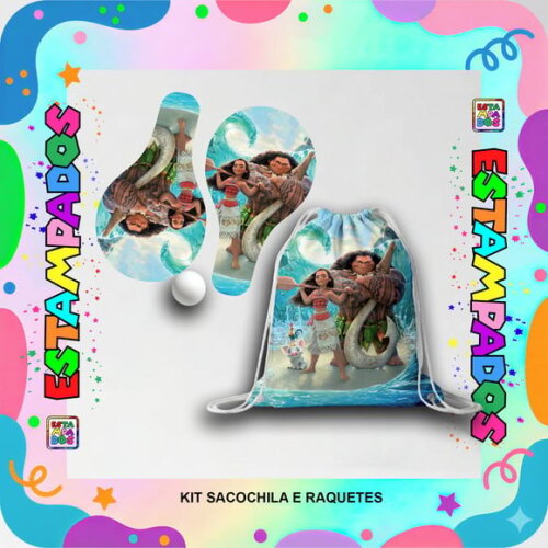 Kit Moana 15 Unid Mochilinha + Raquetes de Ping Pong