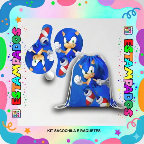 Kit Sonic 15 Unid Mochilinha + Raquetes de Ping Pong