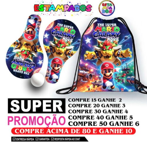 Kit Super Mario 0001 Sacochila+raquetes de Ping Pong