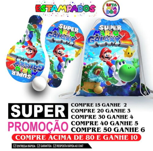 Kit Super Mario 0010 Sacochila+raquetes de Ping Pong