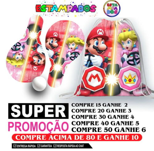 Kit Super Mario 0009 Sacochila+raquetes de Ping Pong